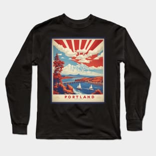 Portland Oregon United States of America Tourism Vintage Poster Long Sleeve T-Shirt